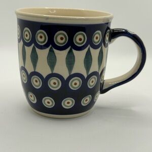 Bunzlau keramik Boleslawiec Polish Pottery peacock pattern ceramic mug